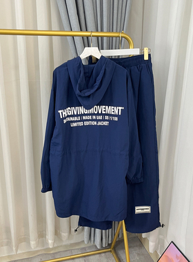 TGM洋气新款爆款时尚中长款抽绳风衣+工装裤套装情侣中性工装夹克