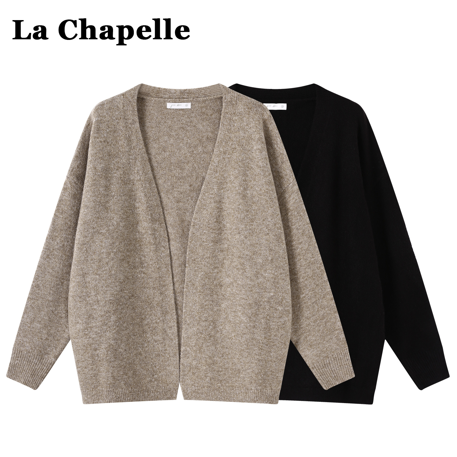 拉夏贝尔燕麦色马海毛针织开衫