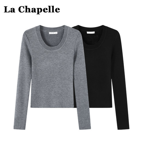 拉夏贝尔桑蚕丝秋冬针织衫上衣女