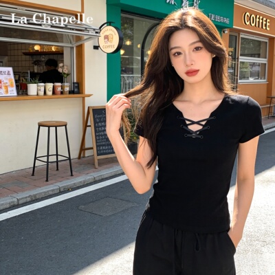拉夏贝尔设计短袖t恤女百搭上衣