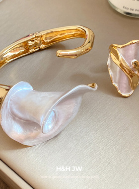 滴油不规则花朵开口手镯复古宫廷风简约时尚手环轻奢高级感手饰女