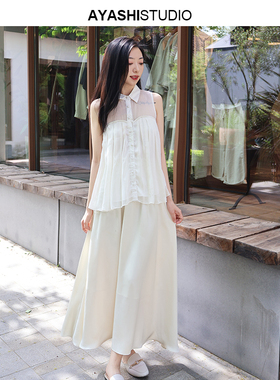 AYASHI【霞绡】进口丝光缎蕾丝拼接立裁绑带高腰半裙百搭A字裙