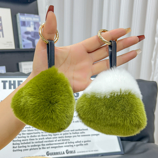 真獭兔毛绿色小粽子钥匙扣挂件网红可爱毛绒球背包挂饰生日礼物
