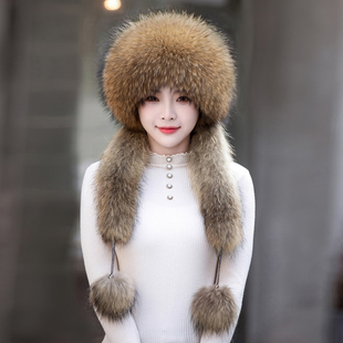 皮草帽子女冬天真毛护耳民族风冬季公主蒙古围巾帽保暖狐狸毛帽子