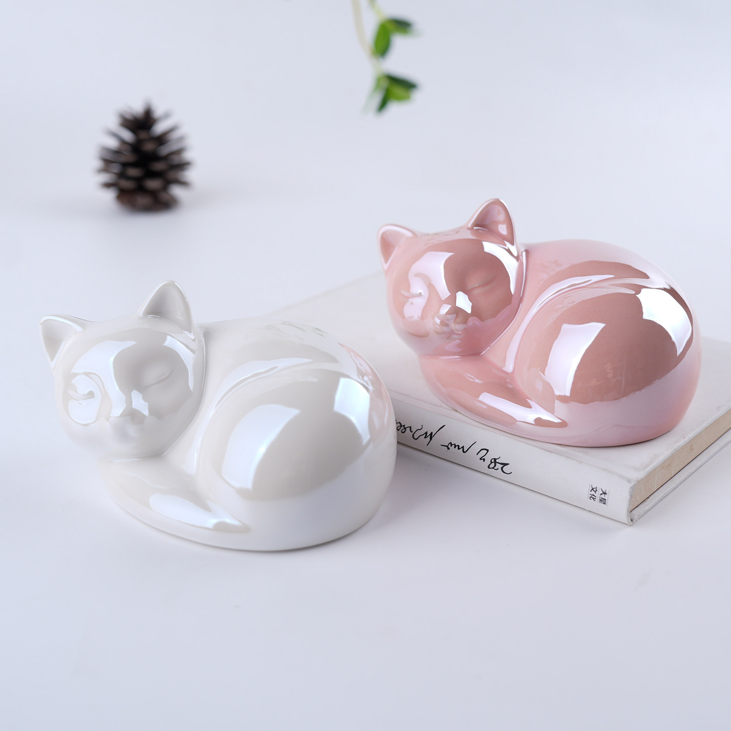 珍福器陶瓷猫摆件猫咪密封罐茶罐