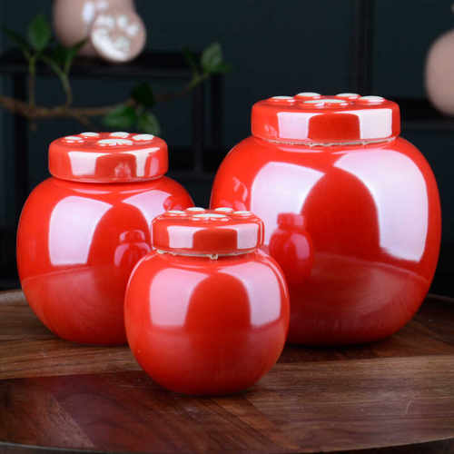 创意爪印陶瓷茶叶罐密封罐圆形罐