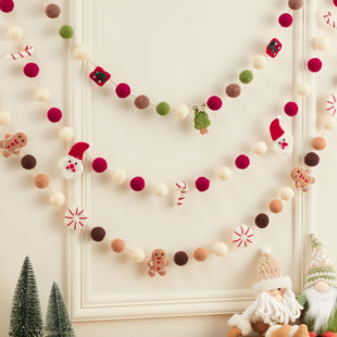 圣诞羊毛球挂饰圣诞老人松树挂串DIY礼盒圣诞场景布置装饰品挂件