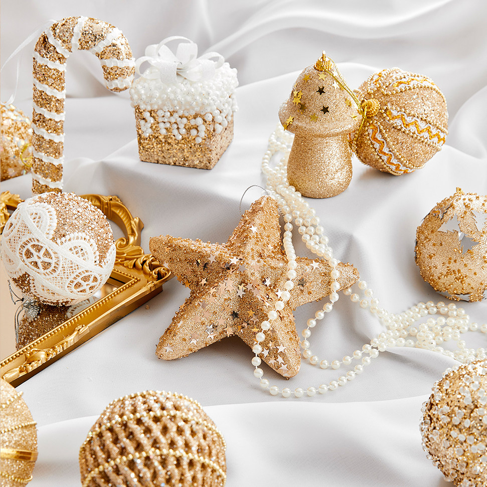 金色系圣诞球装饰品圣诞树挂件