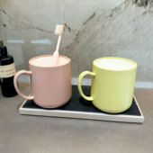 高颜值轻奢洗漱杯莫兰迪色牙刷杯家用情侣漱口杯带手柄刷牙杯子