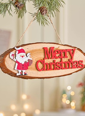 圣诞装饰品木质挂牌圣诞老人雪人字母牌Merry Christmas装饰吊饰