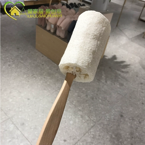 Love Home Counter Selection Натуральная щетка для ванны из люфы Щетка для ванны из мякоти люфы с длинной ручкой Щетка для ванны Протирка спины Щетка для ванны