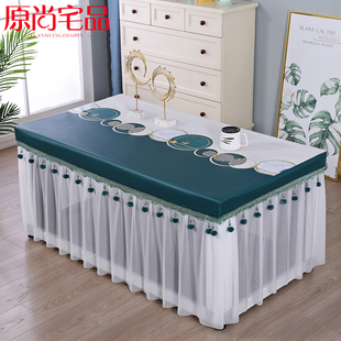 布艺免洗电炉罩桌布 防水防油茶几桌布烤火桌罩套桌布台布套罩欧式