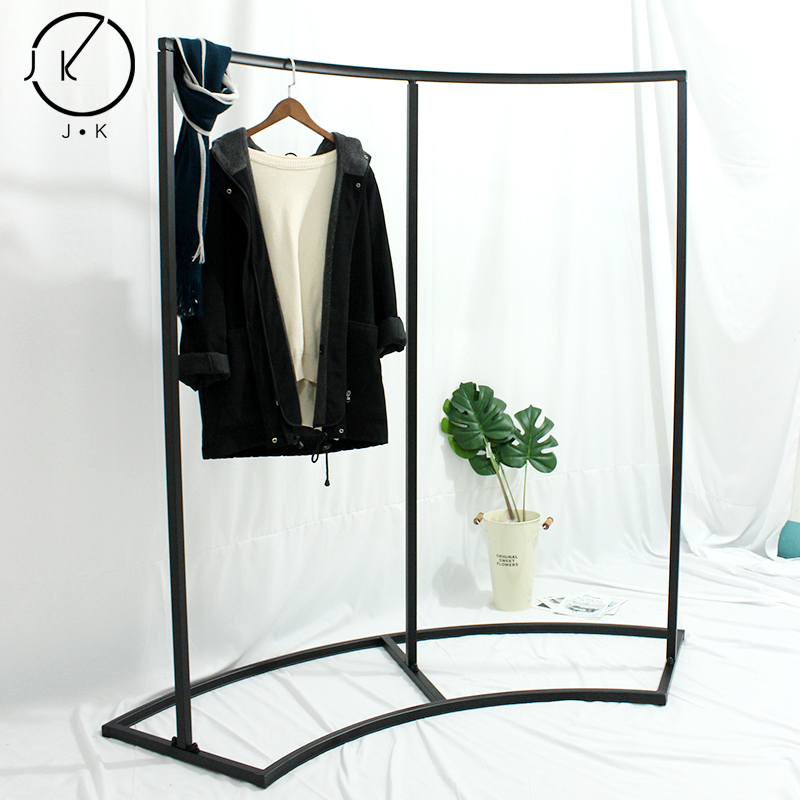 铁艺服装店展示架侧挂弧形中岛架半圆形落地式衣服陈列架流水台