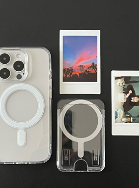 RS｜magsafe磁吸PC高透卡包17promax新款适用于苹果手机壳16拍立得插卡身份证便携卡套小红书爆款15简约硬质