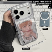 RS｜原创韩娱小卡上下翻盖磁吸卡包全透明可作手机支架拍立得收纳