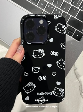 Redundant｜暗黑复古Kitty仅适用苹果17手机壳大孔不易黄软壳16pro韩国ins小众复古防摔高级保护套小红书爆款