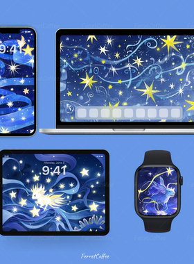 深蓝星海灵踪 星缎涂鸦金 高清手机平板电脑壁纸表盘 6张 BI_0027