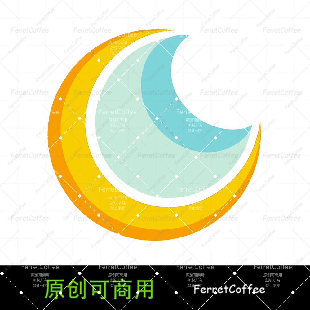 多层月亮炫彩色光斑点 原创可商用PNG免抠美工设计素材 SO_0047