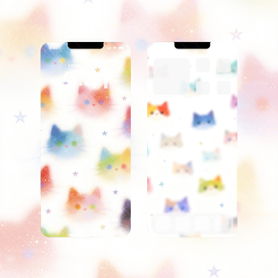 模糊幻彩虚实猫猫白 原创高清手机头像壁纸 4张 BI_0054 满屏猫咪