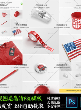 公司文具U盘形象宣传全套设计 VI智能贴图提案Mockup样机PSD模板