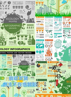 矢量高清商业信息图表绿色环保元素流程图图标案 EPS平面设计素材