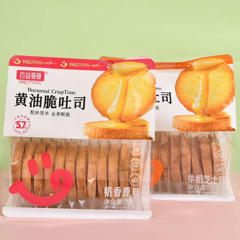 百兹曼曼黄油脆吐司牛奶芝士味早餐面包代餐饱腹糕点网红零食解饿