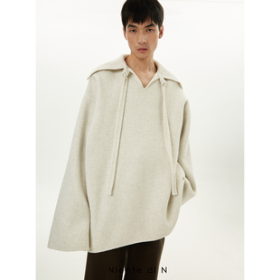 大翻领系结双面呢宽松短外套 Niente