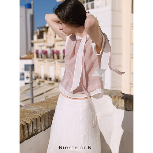 Niente di N 系带领假两件上衣