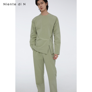 上衣春夏款 Niente 前开叉休闲卫衣宽松简约个性 N原创设计 男女