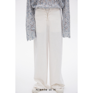 亚麻系带宽松质感直筒长裤 Niente