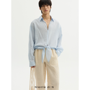 慵懒系带收腰度假感廓形衬衫 Niente