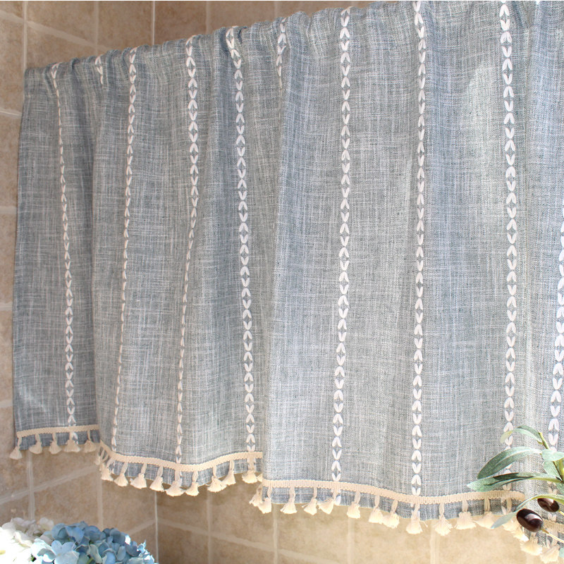 北欧简约半帘挂帘半截门帘棉麻布艺日式窗帘粘贴柜子帘风水隔断帘