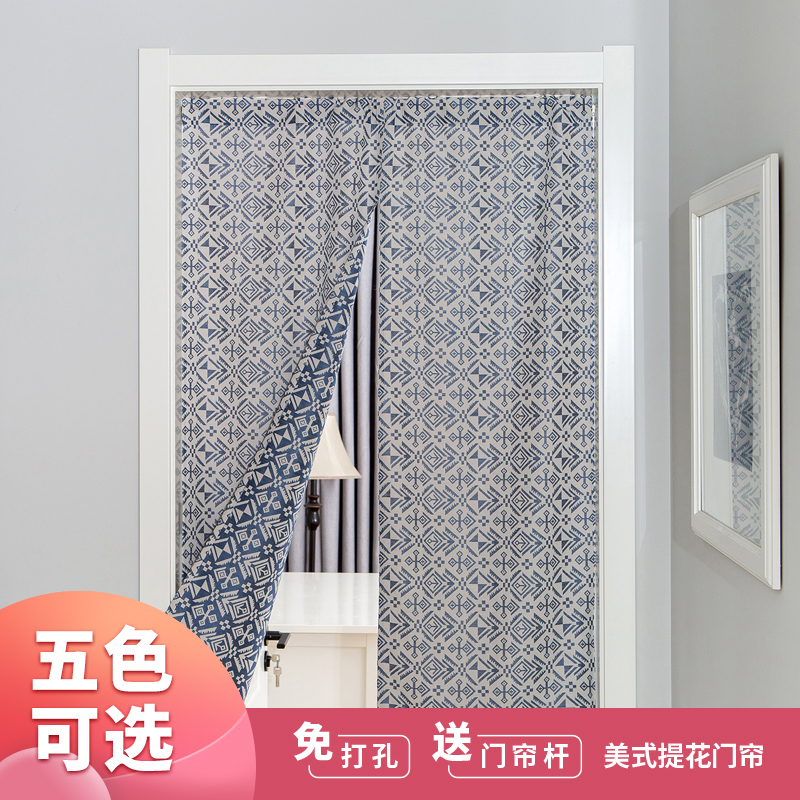 新品北欧提花门帘双面隔断帘子窗户半帘短帘免打孔柜子帘风水帘子