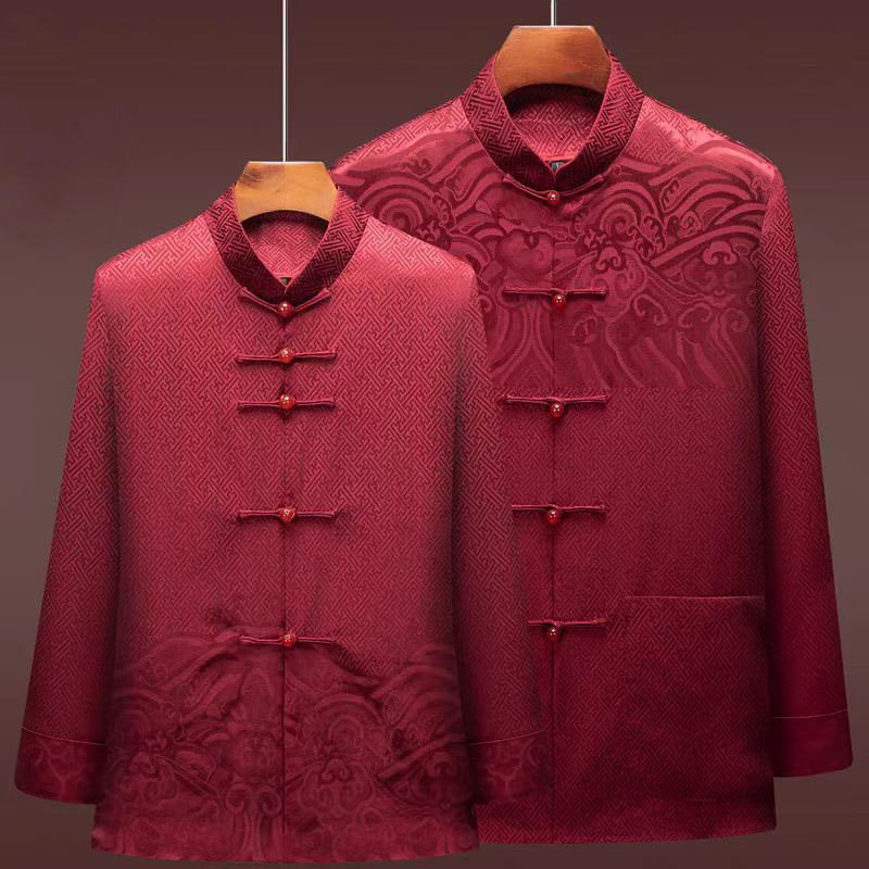 喜公公喜婆婆高端婚宴礼服唐装男中老年父母装爸爸妈妈情侣装外套