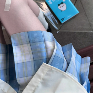 【云水汐】原创蓝白色格裙校供感半身裙子学生风间私立学院jk制服