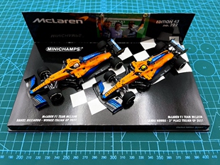 全新促 迷你切 F1 车模 1/43 2021 MCL35M 意大利 冠亚军双车