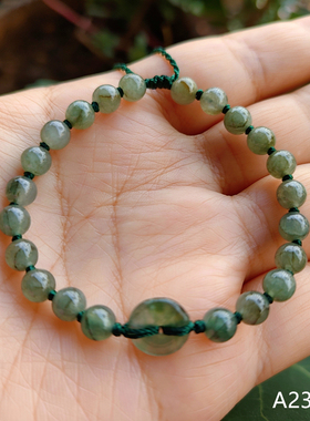 细款精挑翡翠平安扣手链小玉珠手串女天然玉石绳编送情侣闺蜜儿童