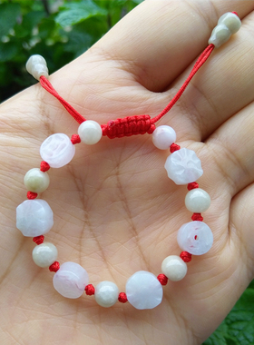 送宝宝男女手链四眼天然玉石