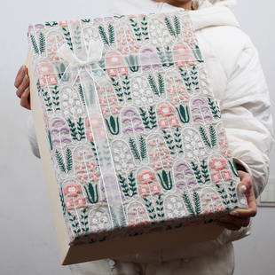 原创设计 木质布艺礼物盒刺绣花卉包装盒送客户礼品盒奢侈品礼盒