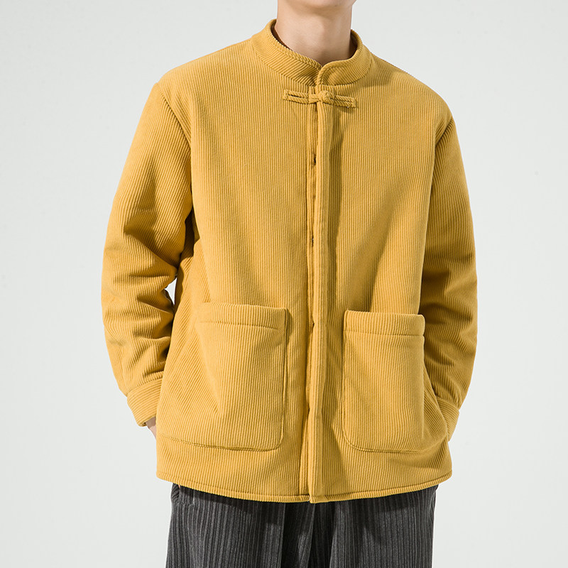 加绒加厚立领布扣中式棉衬衫唐装汉服风长袖衬衣JK37P95,男装衬衫,电商B375