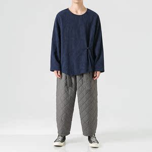2025冬季宽松棉麻打底长袖唐装汉服搭配套头风T恤 T73 P50图片