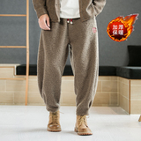 大码宽松加绒加厚羊羔毛复古收口保暖风休闲裤K121P70，男装棉衣，电商B375