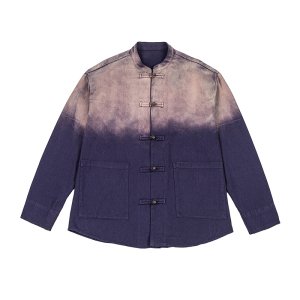 中厚水洗纯棉立领复古渐变做旧风夹克汉服唐装 JK78 P110图片