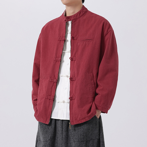 2025大码立领纯色复古飞行员夹克风唐装汉服 JK66 P115图片