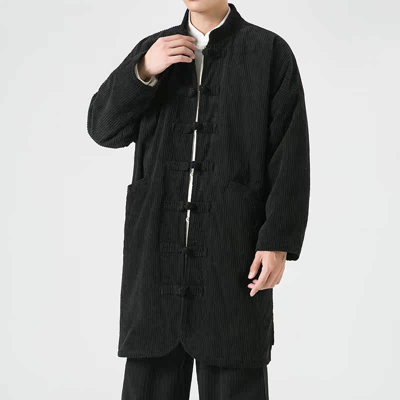 日系冬季加大码长款加绒加厚中式棉衣风棉服JK54P150,男装棉衣,电商B375