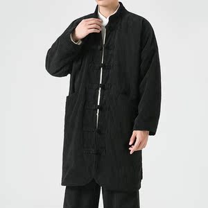 日系冬季加大码长款加绒加厚中式棉衣风棉服 JK54 P150图片