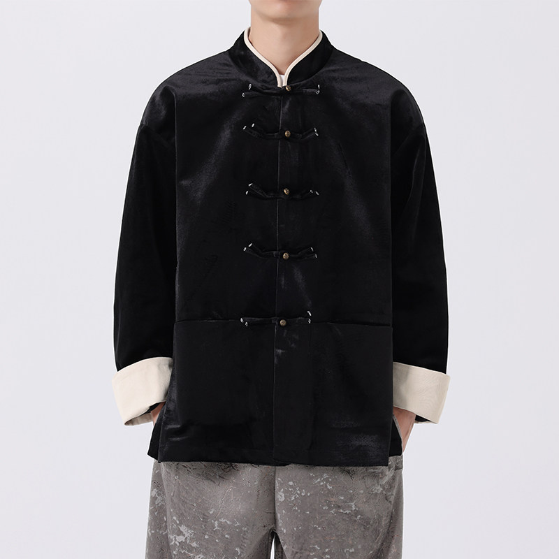 秋风日系唐装汉服立领铜扣长袖夹克JK68P110(）,男装夹克,电商B375