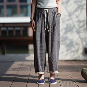 2023户外休闲男女通穿汉服搭配棉麻风休闲9分裤 K175 F65图片