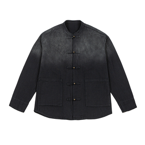 中厚水洗纯棉立领复古渐变做旧风夹克汉服唐装 JK78 P110图片