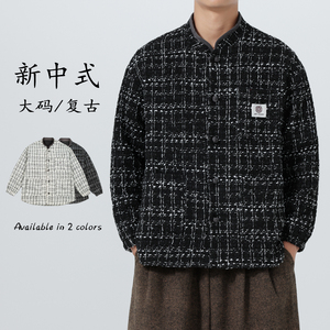 秋冬季宽松日系加大码立领布扣潮风夹克外套 JK77 P105图片